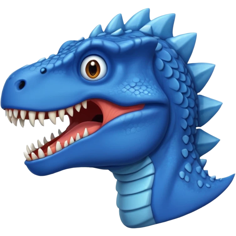 cartoon blue dinosaur head with sharp teeth emoji