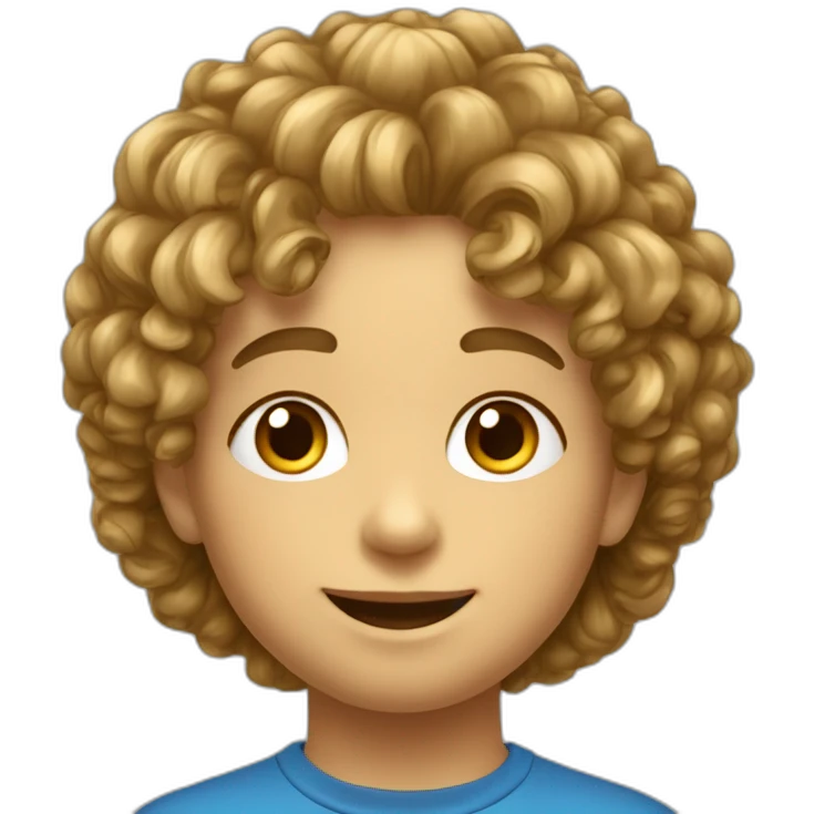 Garçon enfants avec les cheveux bouclés et des boucles d’oreilles emoji