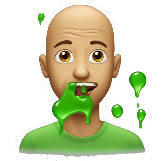 Tan bald guy green dripping from mouth emoji