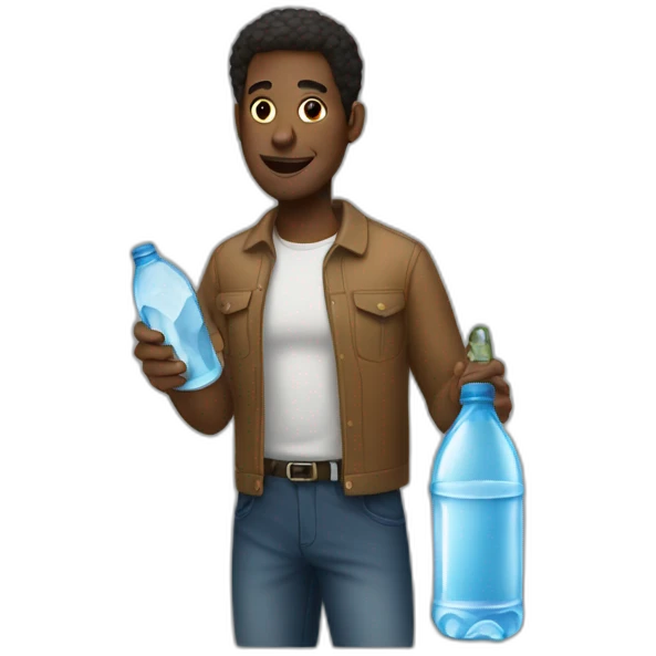 A black men with a bottle a water emoji