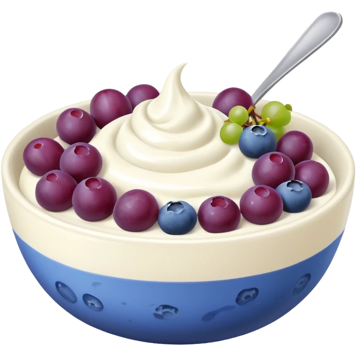 yoghurt bowl with grapes and blueberries emoji