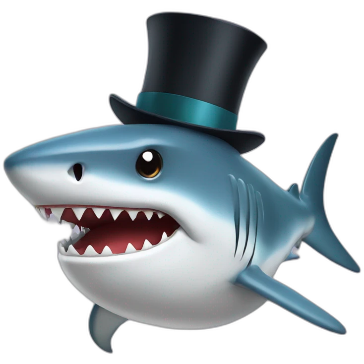 Shark with a top hat emoji
