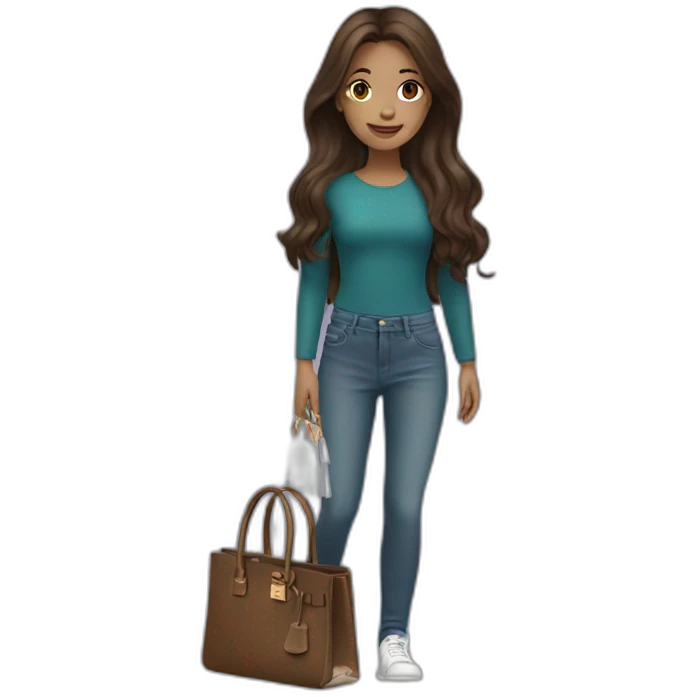 girl with brunette hair holding a birkin bag emoji