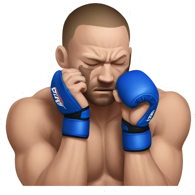 an mma fighter in pain covering his face emoji