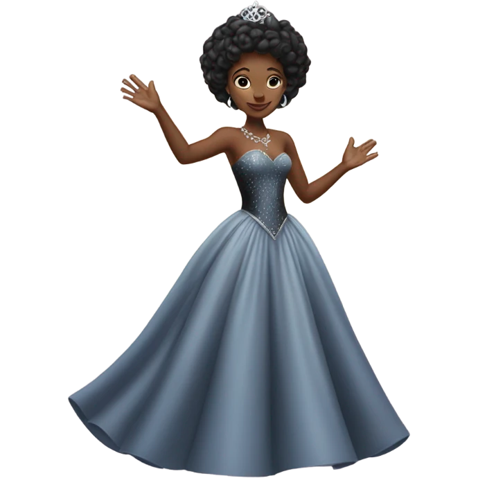 Black princess holding hand up emoji