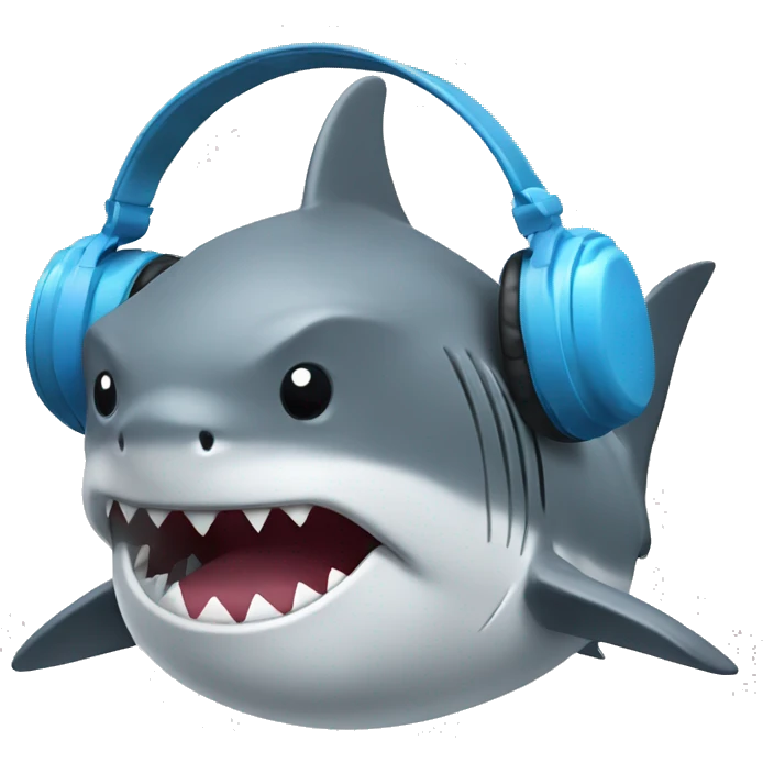 Shark with earmuffs emoji