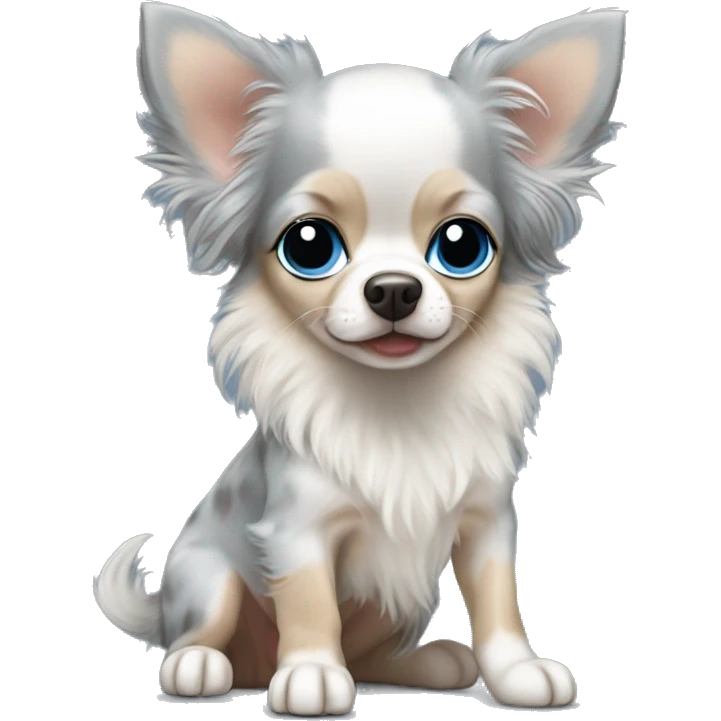 chihuahua longhair Merle baby blue eyes emoji