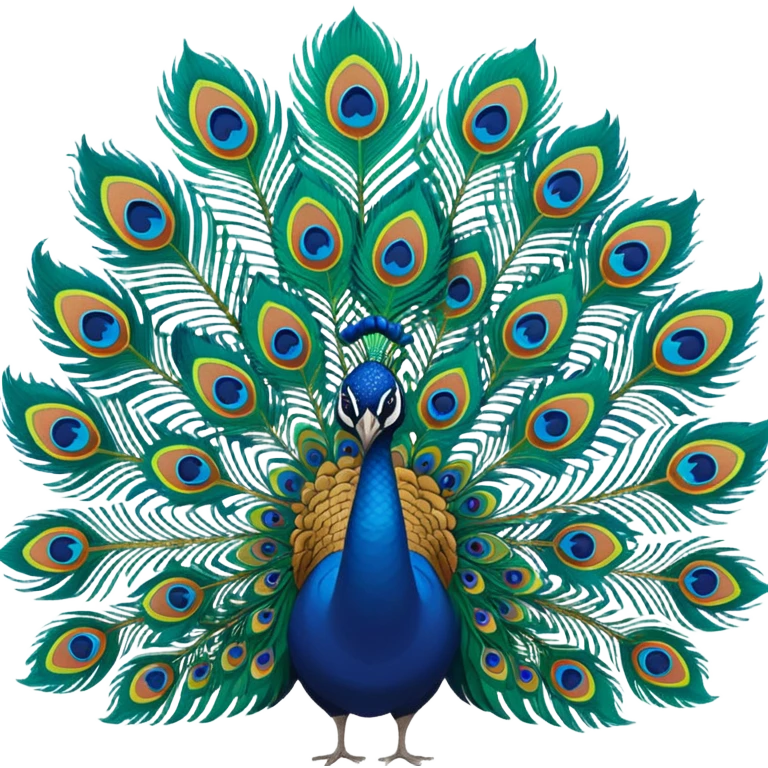 Isolated, hyperrealistic, ultra detailed, flat layout, vivid, bold, multicolor lush peacock feathers emoji