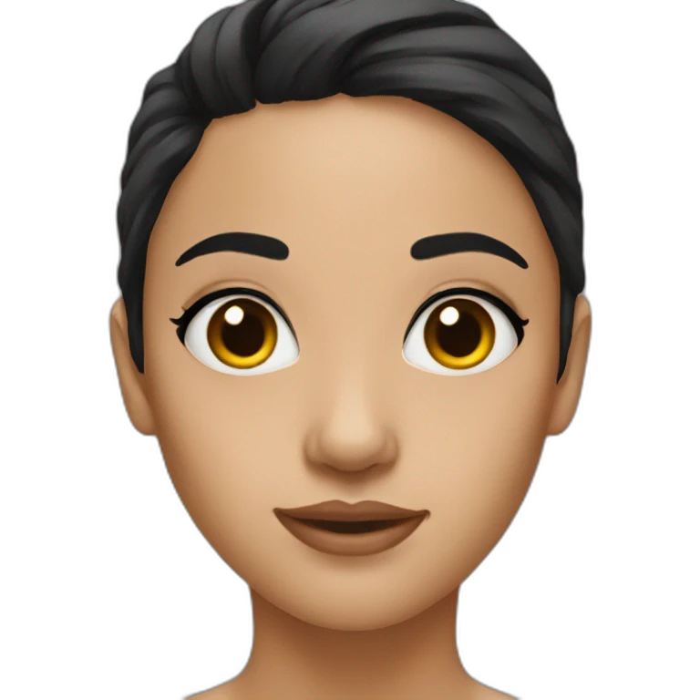 young woman black hairs, ears piercing emoji