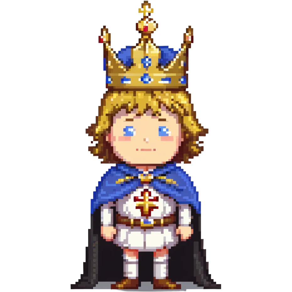Russian Tsar in imperial regalia, gold crown, royal cape, stern expression emoji