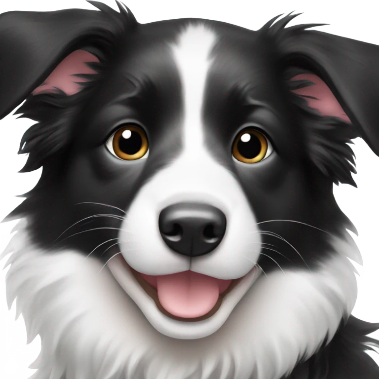 a black and white border collie puppy smiling emoji