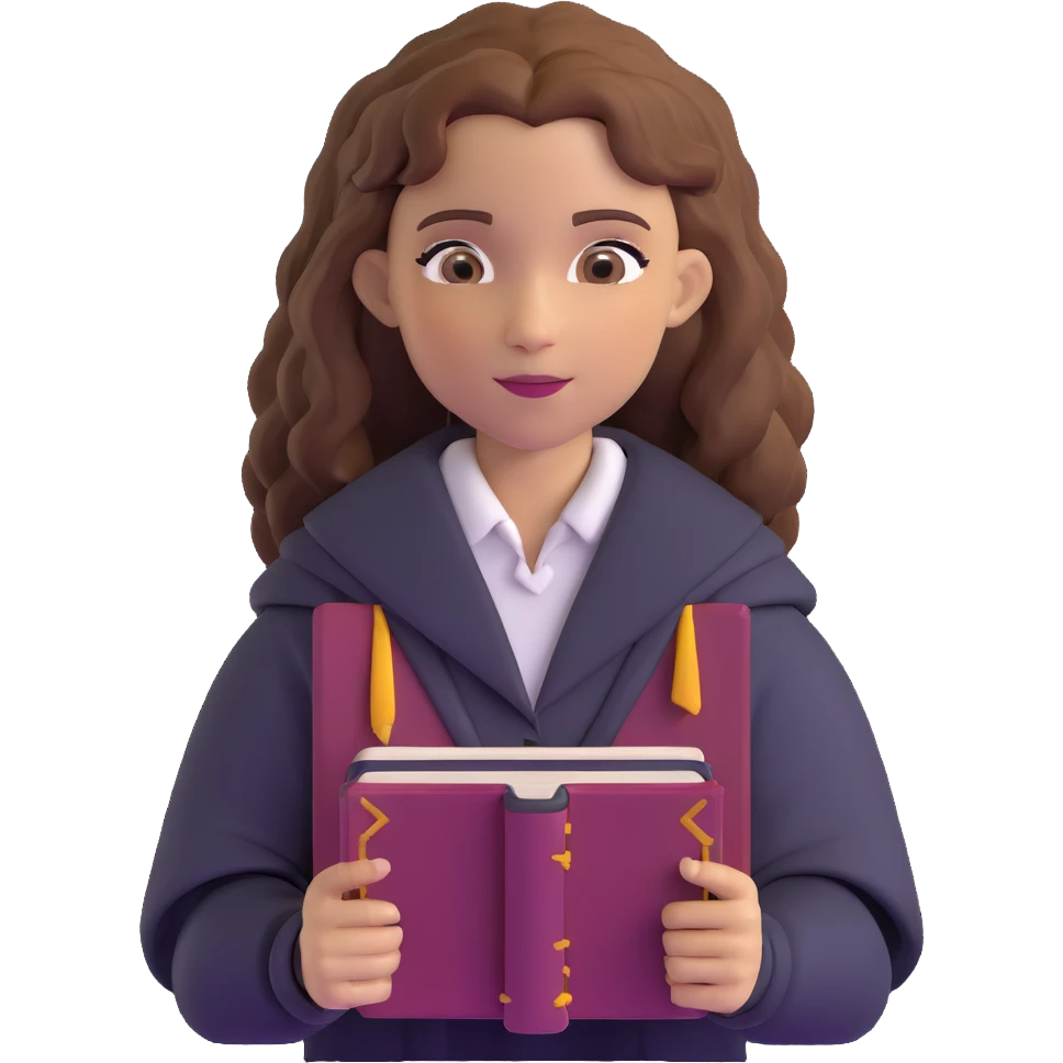 Hermione Granger with spellbook emoji