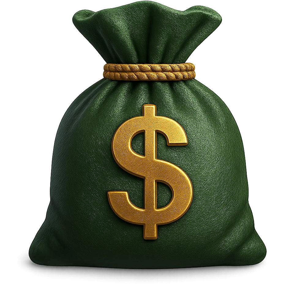 3d skeumorphic money bag emoji