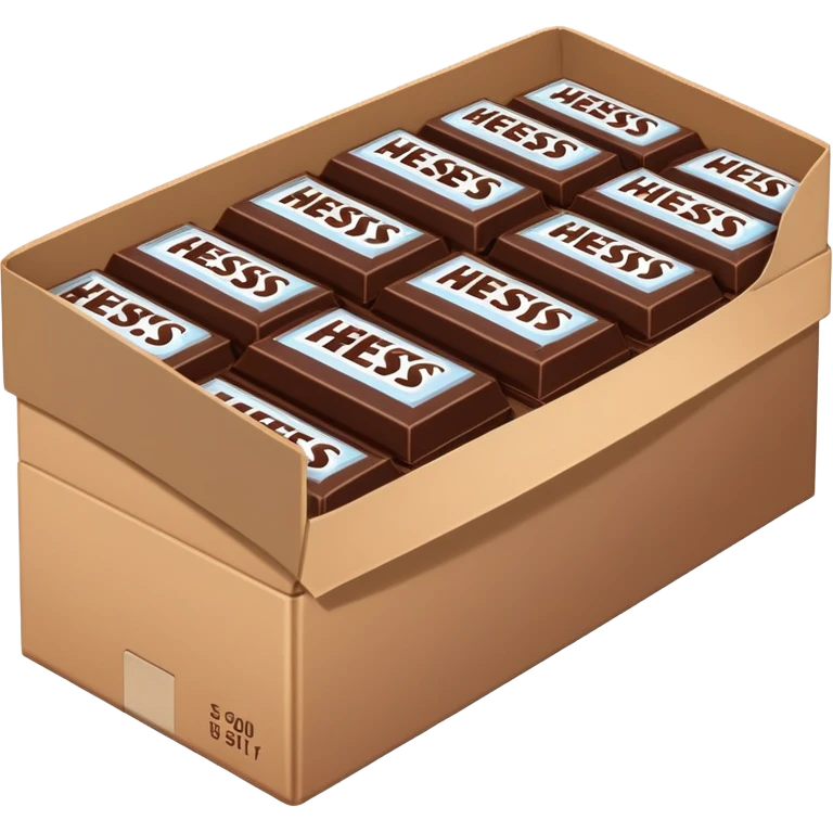 cardboard box full of wrapped Hershey's chocolate bars emoji
