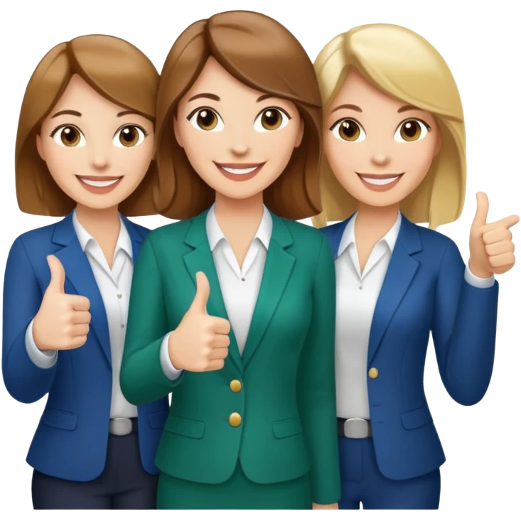 Three lady realtors, two with brown hair and one with blond hair doing thumbs up emoji