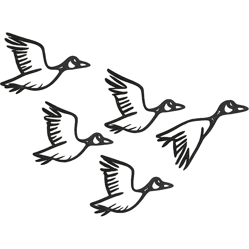 small Canadian geese flying in a classic V formation, lead goose at the right, easily identifiable as Canadian geese, for encouragement emoji