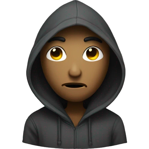 Nonchalant dread head being mysterious in a hoodie with hood on emoji