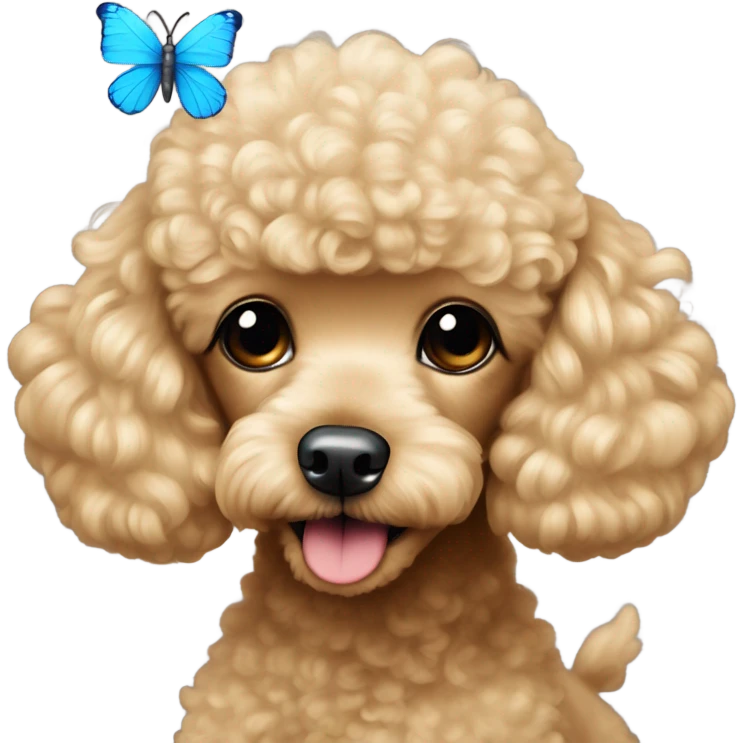 Blonde Toy poodle with blue butterfly  emoji
