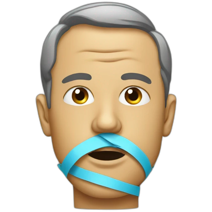 Politician with tape over mouth emoji