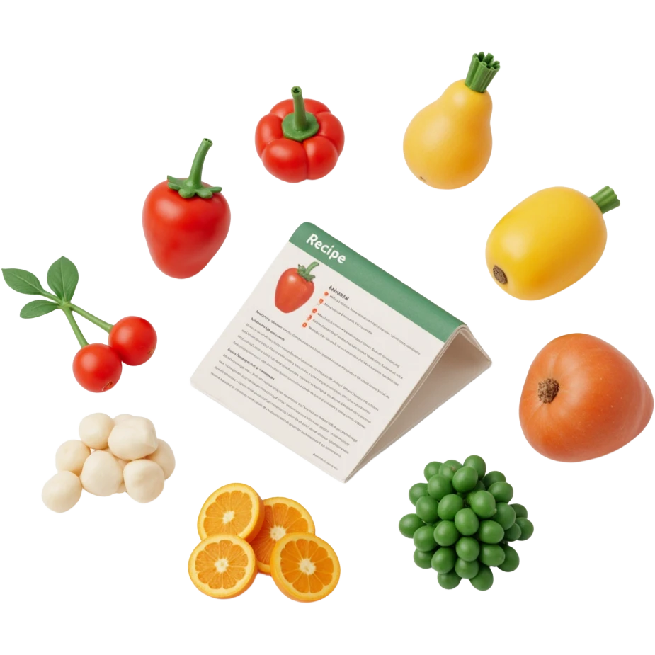 Floating Ingredients Around a Recipe Card (with Transparent Background) emoji