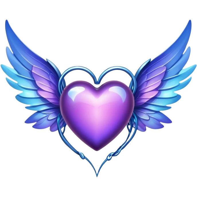 Purple Heart with blue fairy wings emoji