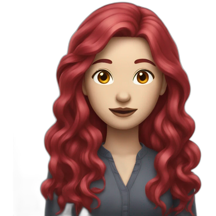 woman with long ruby hair and white skin emoji