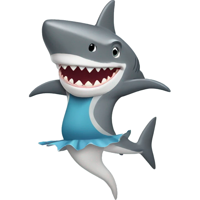 a shark with ballet cothes emoji