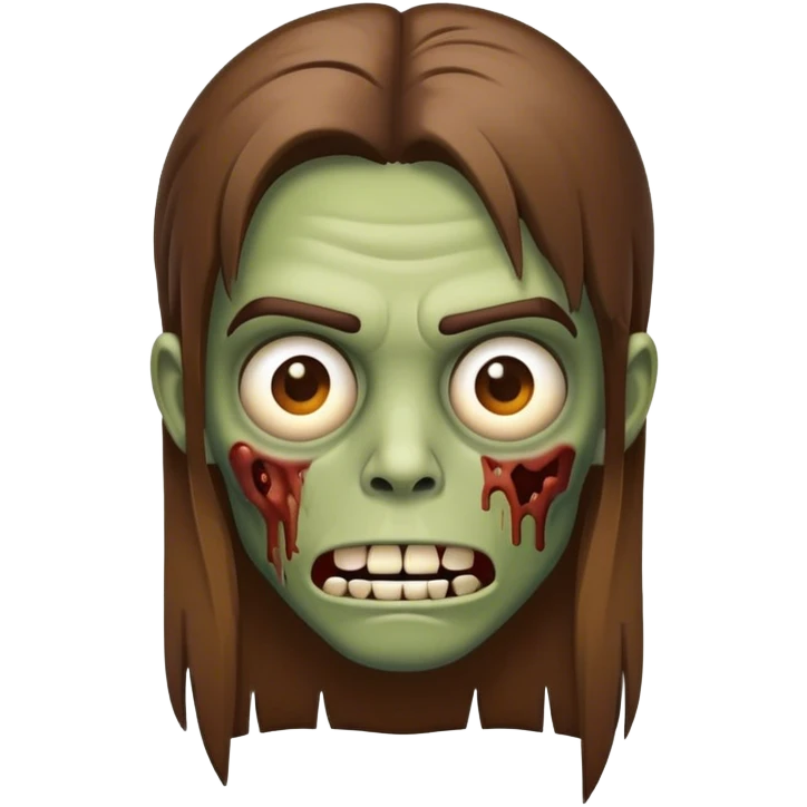 faça o emoji da zumbi de cabelo castanho liso e longo emoji