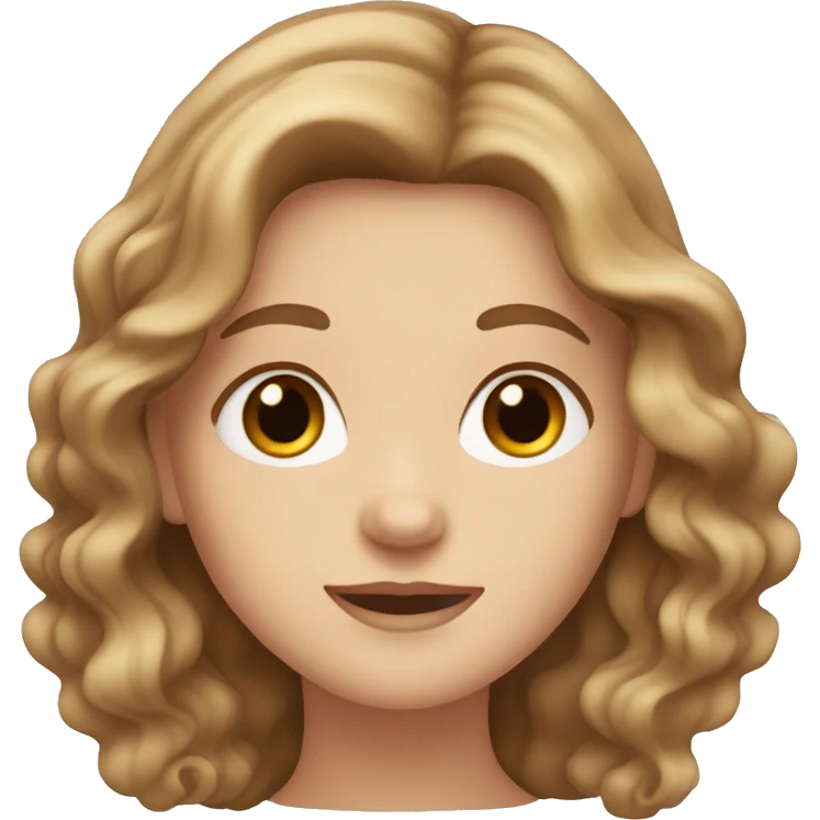 white girl with long wavy light brown hair with brown eyes emoji