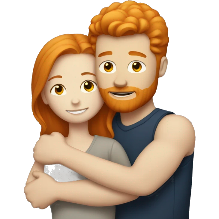 Ginger girl hugging white man  emoji