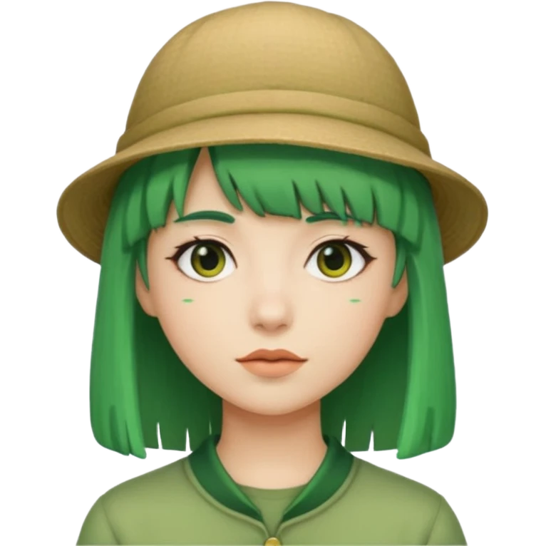 bangs and hat green hair emoji