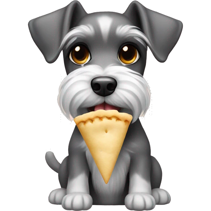 Miniature schnauzer eating a polish pierogi emoji