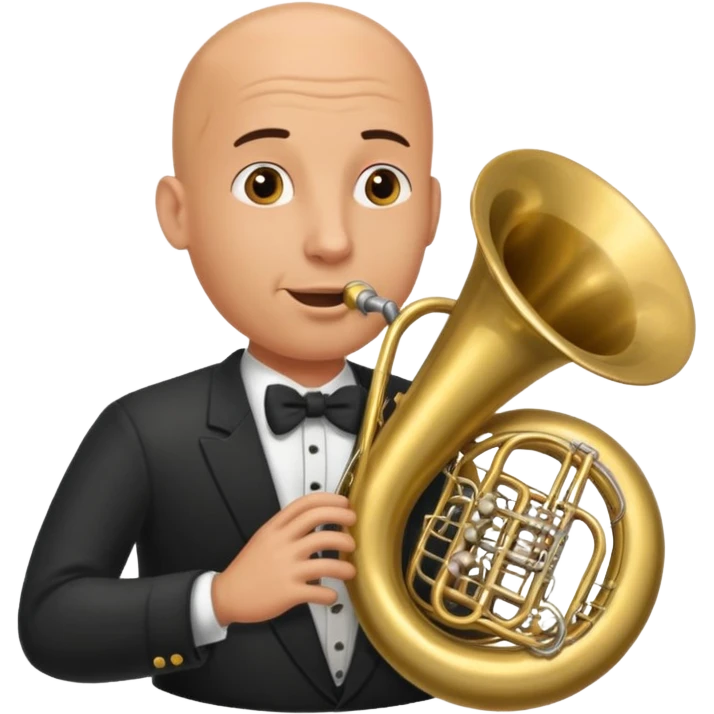 große Tuba, von gltzköpfigen Mann gespielt emoji