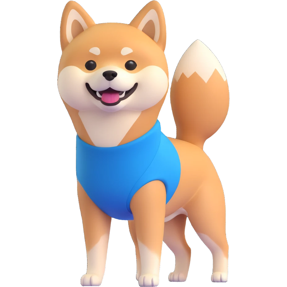 shiba inu standing happy, fitness emoji
