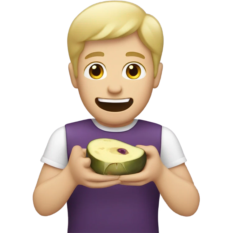 Blonde guy eating eggplant emoji