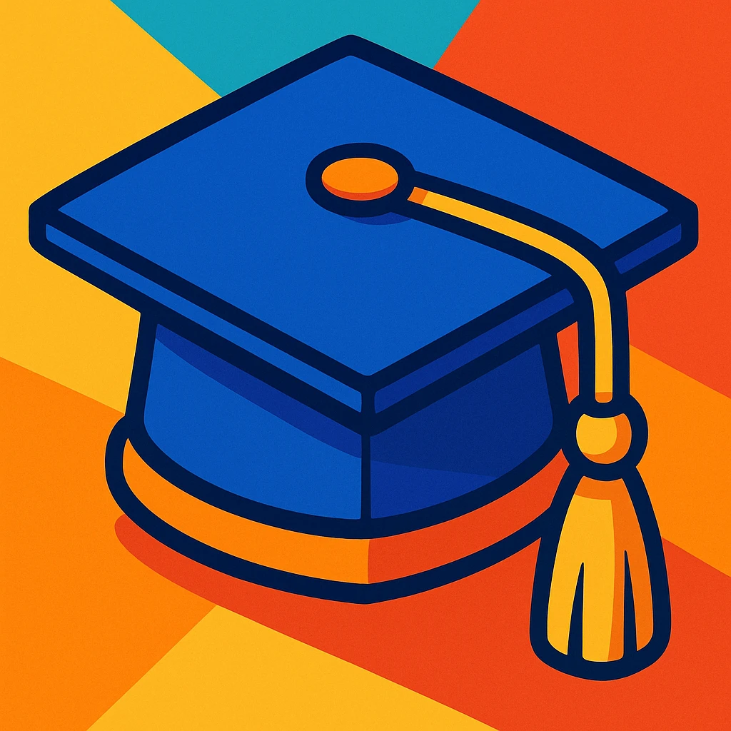 graduate hat, vibrant toon style emoji