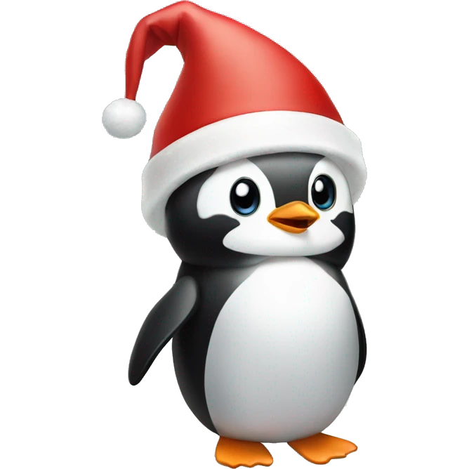 Penguin with Christmas hat emoji