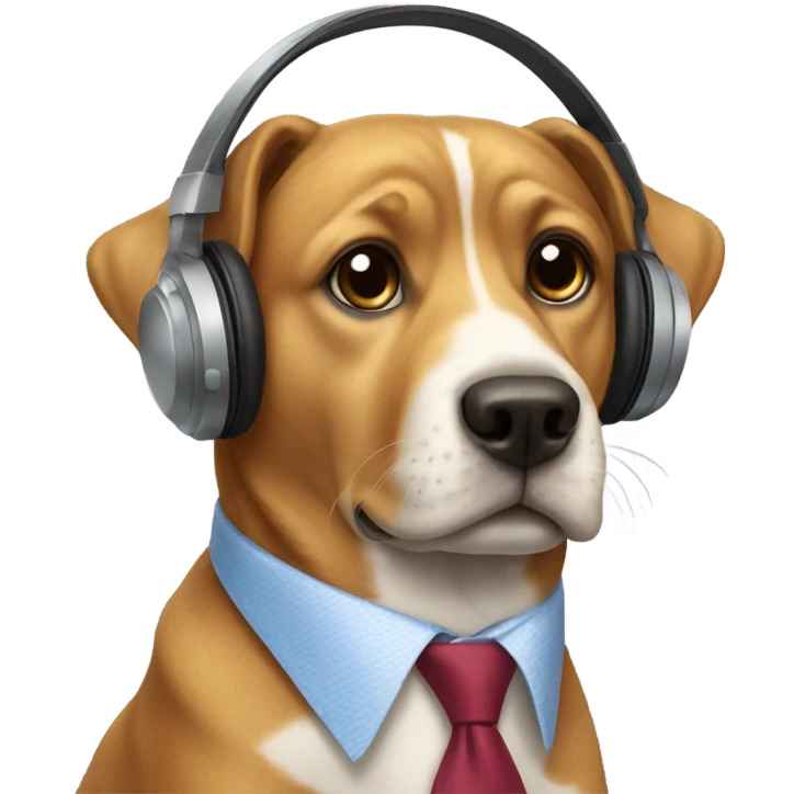 Dog wearing tie and headphones emoji