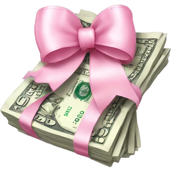 A bunch of dollars, tied with pastel pink bow emoji