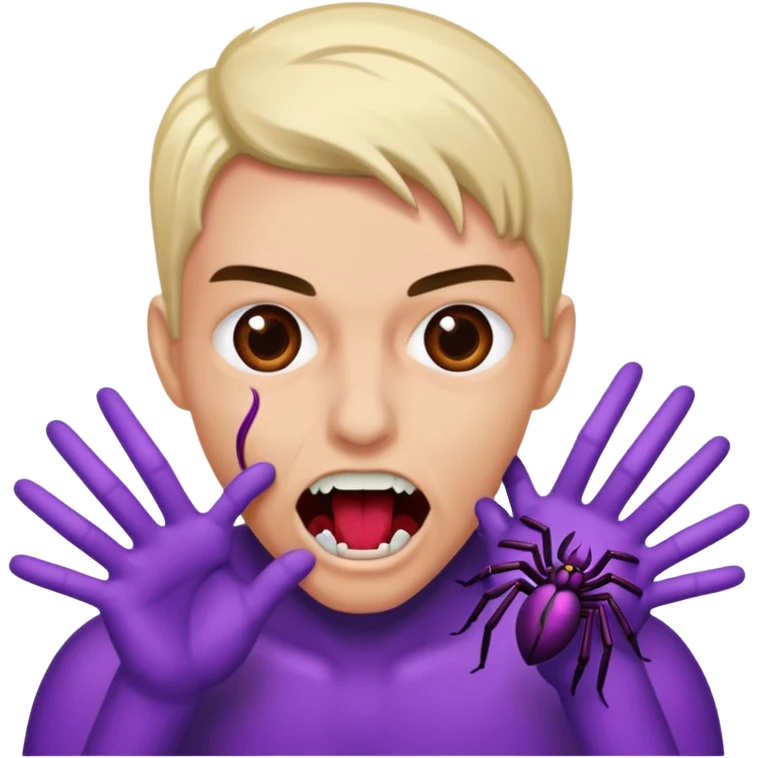 purple spider biting arm no wound mid bite emoji