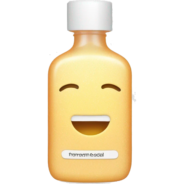 liquid facial exfoliating bottle with label emoji
