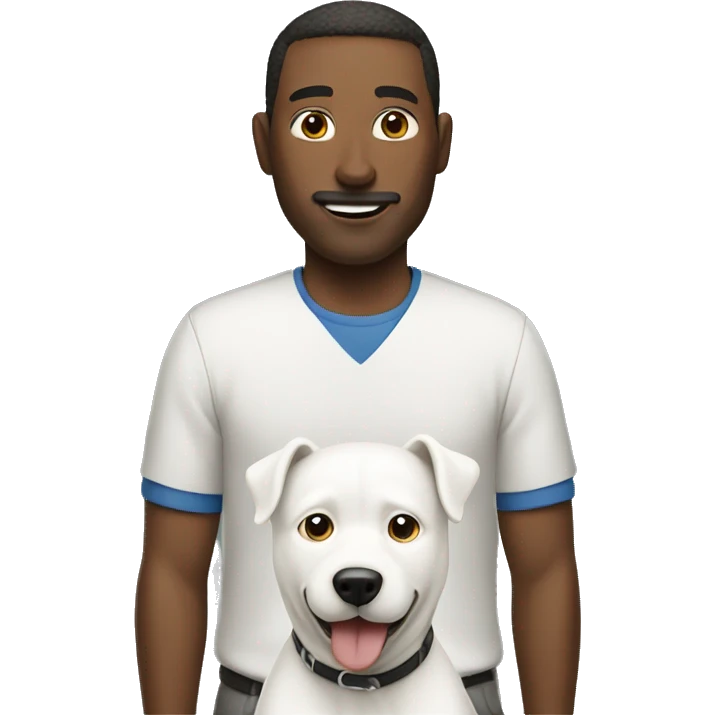 A man with his white dog emoji