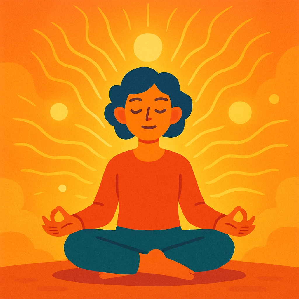 person meditating with radiant energy around them, representing manifesting and intention, soft uplifting style emoji