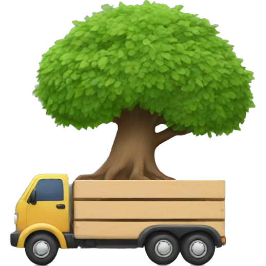 tree on wheels, moving fast emoji