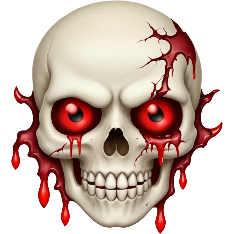 Bleeding skull with glowing red eyes and a sinister smile emoji