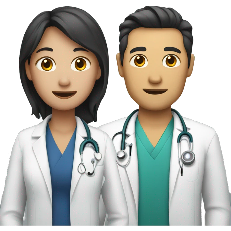 western doctor with asian doctor emoji