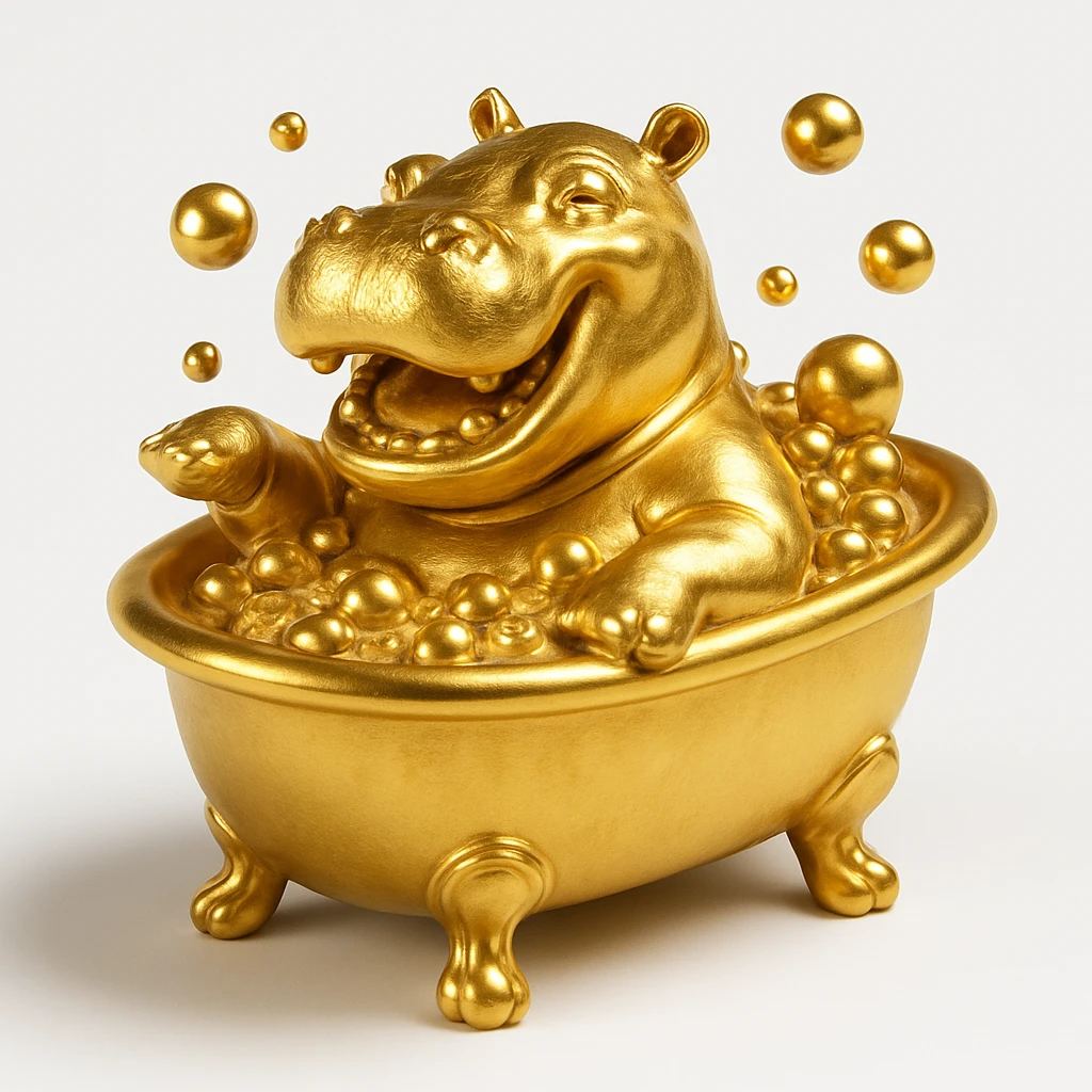 happy hippo with bubbles in bathtub emoji
