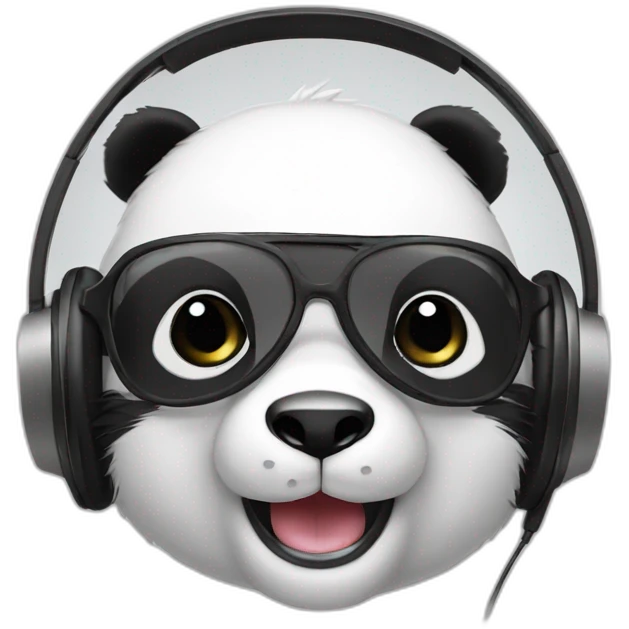 cute panda with headphones emoji