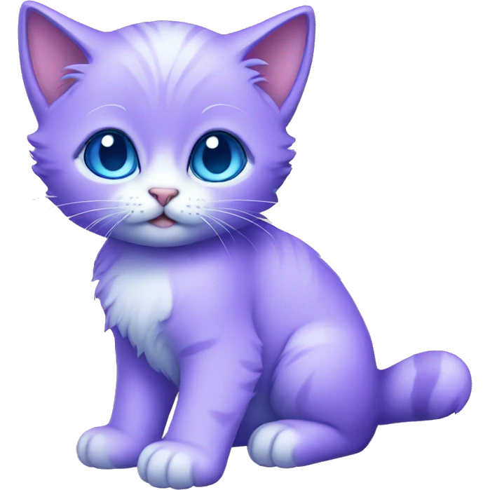 Purple kitten with blue eyes full body emoji