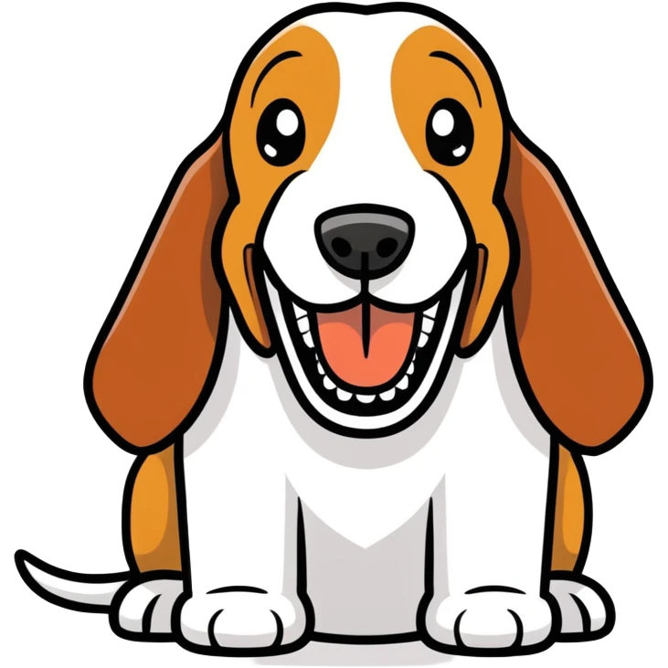 basset hound smiling with big human teeth emoji